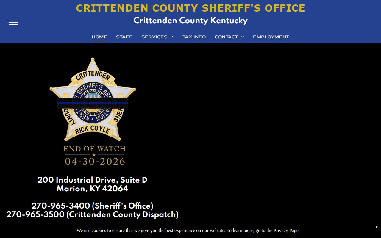 Crittenden County Sheriff's Office booking record contact source