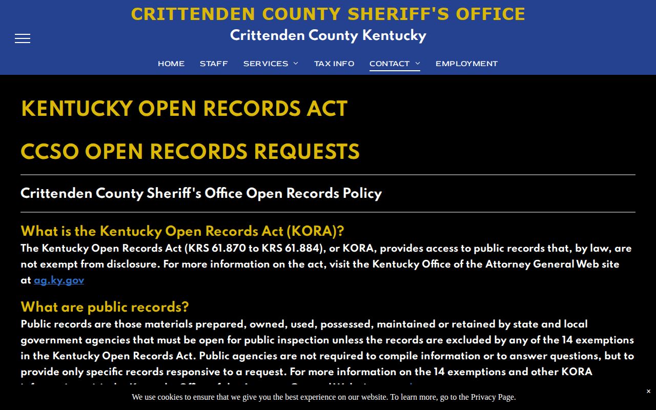 Crittenden County busted mugshot open records request instructions