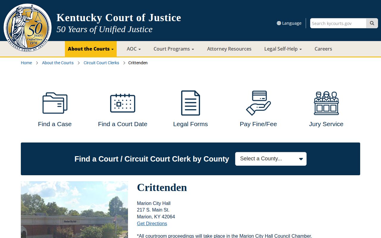 Crittenden County court clerk information for warrant and case verification